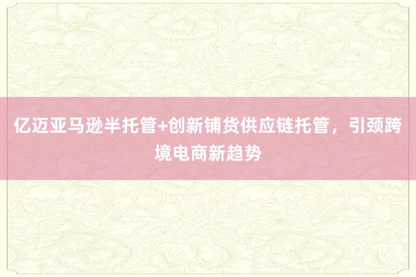 亿迈亚马逊半托管+创新铺货供应链托管，引颈跨境电商新趋势